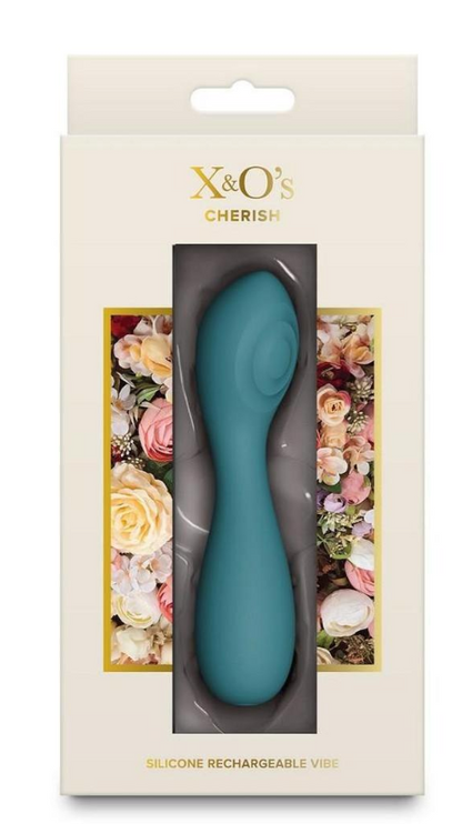 X & O's Cherish Rechargeable Silicone Curved Vibrator Teal